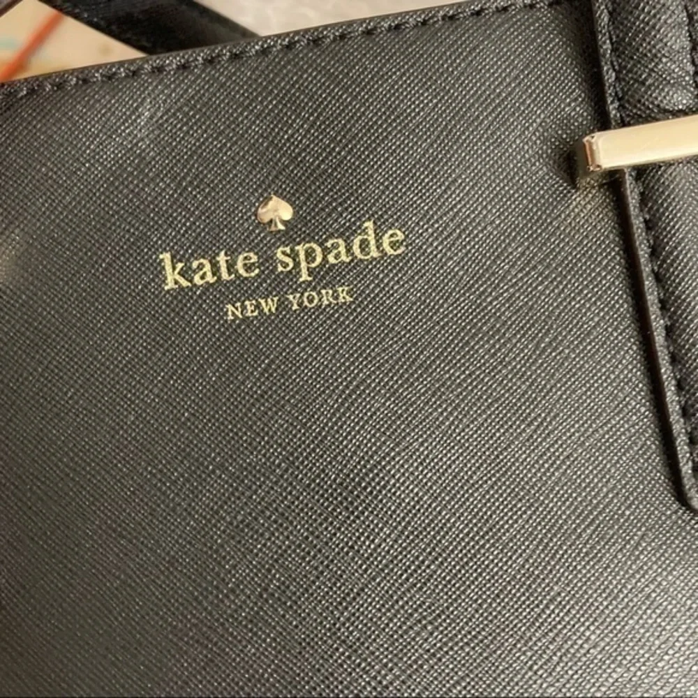 Kate spade black saffiano leather two way tote crossbody bag